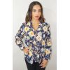 blue blouse with flower patterns