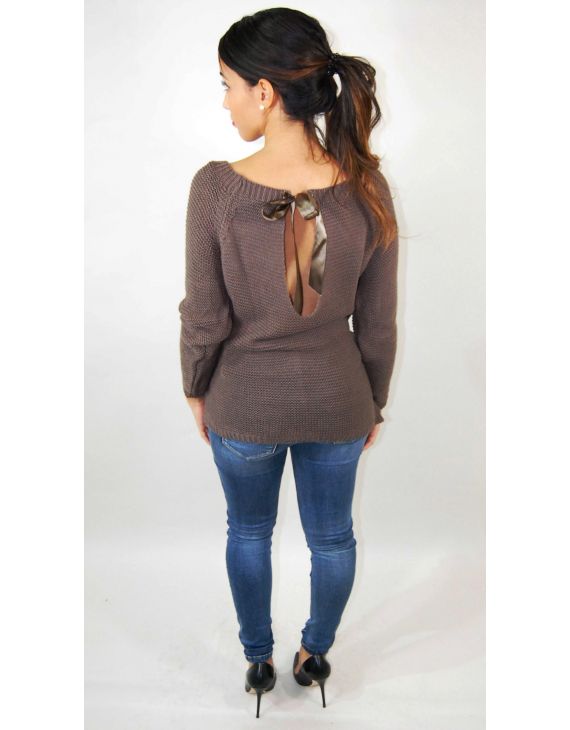 Dark grey sweater with ribbons 